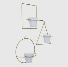 Load image into Gallery viewer, HANGING METAL POT GOLD/WHT