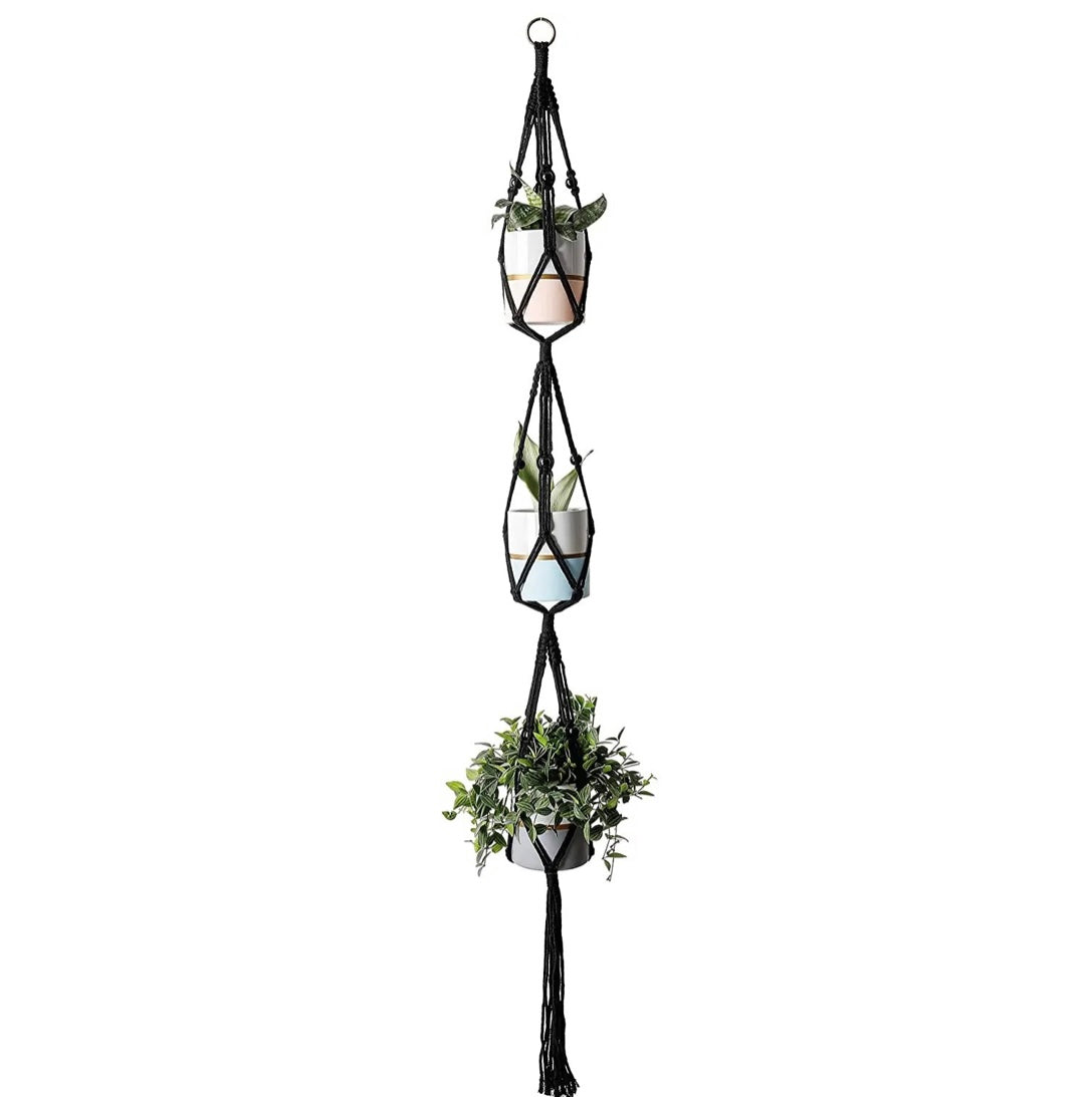 three tier macrame plant hanger TRIPLE MACRAME – Clover + Booch