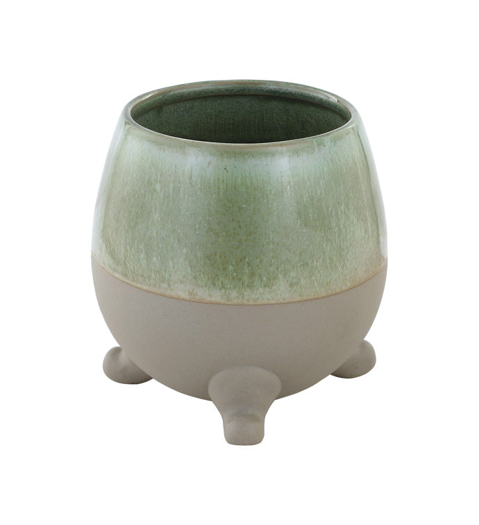 SMALL ANTIQUED FOOTED PLANTER